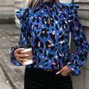 LUNE Blusa con estampado ribete con fruncido de manga con volante