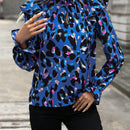 LUNE Blusa con estampado ribete con fruncido de manga con volante