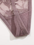 Set de 5 tangas sexy de mujer de cintura baja y unicolor con encaje floral, lenceria para damas