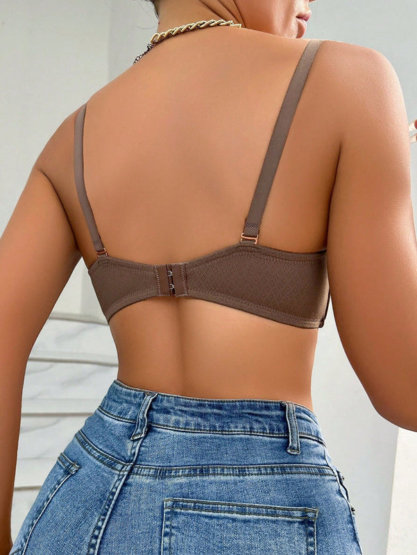 Sujetador De Ropa Interior Para Mujer (con Ropa De Pecho Acolchada Con Copa Con Aros) Sujetador Marron Cafe