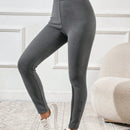 Pantalones Largos De Corte Slim Para Mujer Con Diseno De Estampado De Letras