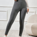 Pantalones Largos De Corte Slim Para Mujer Con Diseno De Estampado De Letras
