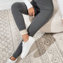 Pantalones Largos De Corte Slim Para Mujer Con Diseno De Estampado De Letras