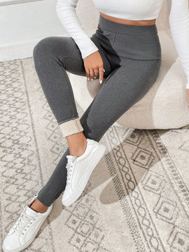 Pantalones Largos De Corte Slim Para Mujer Con Diseno De Estampado De Letras