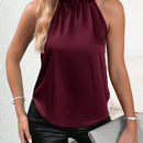 Clasi Top unicolor de cuello halter de saten