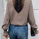 Frenchy Blusa con estampado con encaje en contraste de manga con volante