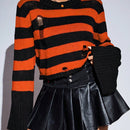 EZwear Jersey con patron de rayas de manga amplia desgarro