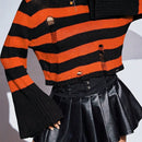 EZwear Jersey con patron de rayas de manga amplia desgarro