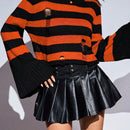 EZwear Jersey con patron de rayas de manga amplia desgarro