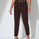Pantalones zanahoria con bolsillo oblicuo liso
