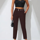 Pantalones zanahoria con bolsillo oblicuo liso