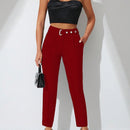 Pantalones zanahoria con bolsillo oblicuo liso