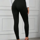 Clasi pantalones pitillo de cintura alta con detalle de botones, alta elasticidad