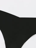 3 Piezas Tanga Sin Costuras De Cintura Baja Para Mujer Para Uso Casual