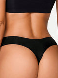 3 Piezas Tanga Sin Costuras De Cintura Baja Para Mujer Para Uso Casual