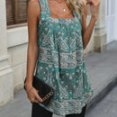 Blusa con estampado de paisley de cuello cuadrado