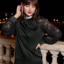 Frenchy Blusa con encaje en contraste de manga raglan