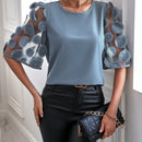Clasi Blusa de malla en contraste de manga farol
