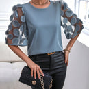 Clasi Blusa de malla en contraste de manga farol
