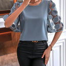 Clasi Blusa de malla en contraste de manga farol