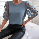 Clasi Blusa de malla en contraste de manga farol