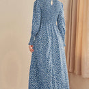 Mulvari Vestido linea A floral de manga farol con fruncido