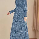 Mulvari Vestido linea A floral de manga farol con fruncido