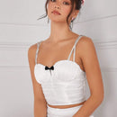 Enchnt Top Plisado De Camisola De Piedras Preciosas Para Mujer