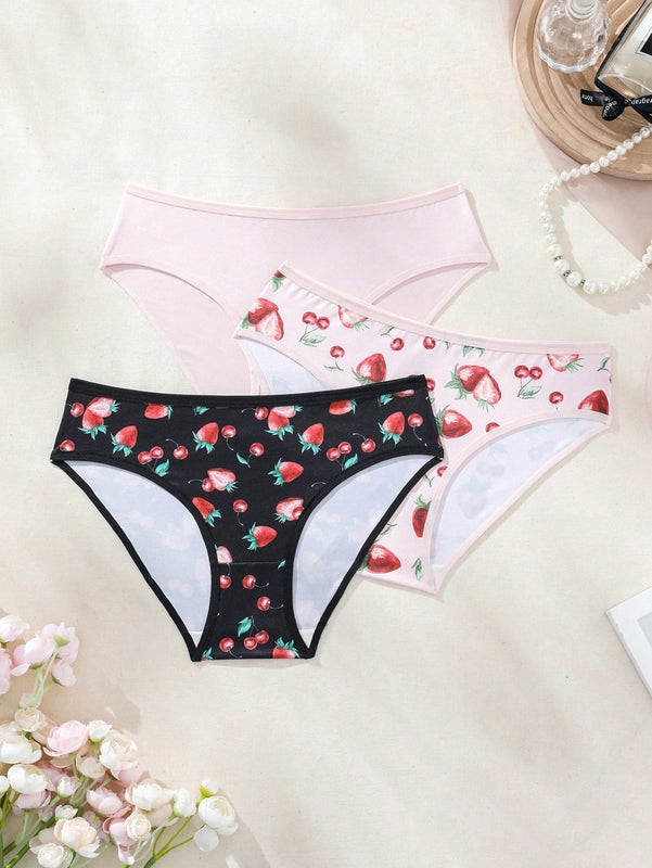 Tangas Triangulares Con Estampado De Fresas