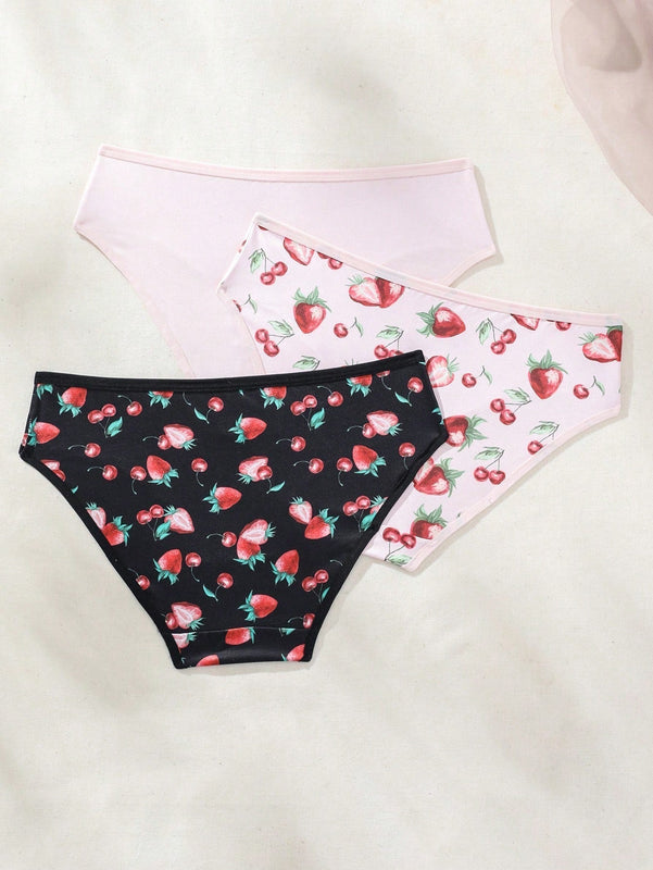 Tangas Triangulares Con Estampado De Fresas