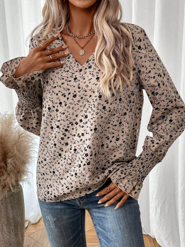 LUNE Blusa con estampado floral de manga con volante