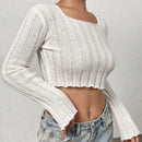 EZwear Jersey crop unicolor de cuello scoop