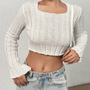 EZwear Jersey crop unicolor de cuello scoop