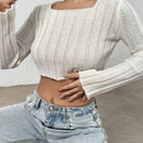 EZwear Jersey crop unicolor de cuello scoop