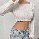 EZwear Jersey crop unicolor de cuello scoop
