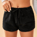 Shorts de cintura con cordon unicolor teddy