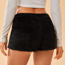 Shorts de cintura con cordon unicolor teddy