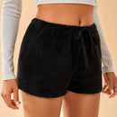 Shorts de cintura con cordon unicolor teddy