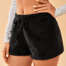Shorts de cintura con cordon unicolor teddy