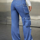 Jeans cargo desgarro con bolsillo lateral con solapa
