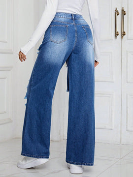 Essnce Jeans Acampanados Desgastados Y Desgastados Para Mujer