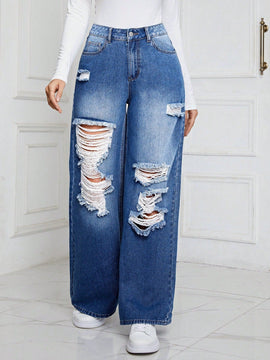 Essnce Jeans Acampanados Desgastados Y Desgastados Para Mujer