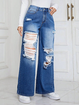 Essnce Jeans Acampanados Desgastados Y Desgastados Para Mujer