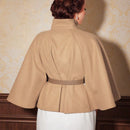 Vintamour abrigo capa elegante con cuello de pie de unicolor para mujer, para otono/invierno