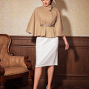 Vintamour abrigo capa elegante con cuello de pie de unicolor para mujer, para otono/invierno