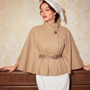 Vintamour abrigo capa elegante con cuello de pie de unicolor para mujer, para otono/invierno