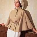 Vintamour abrigo capa elegante con cuello de pie de unicolor para mujer, para otono/invierno