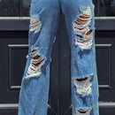 Pantalones Jeans De Pierna Recta Con Efecto Desgastado