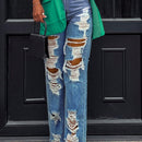 Pantalones Jeans De Pierna Recta Con Efecto Desgastado