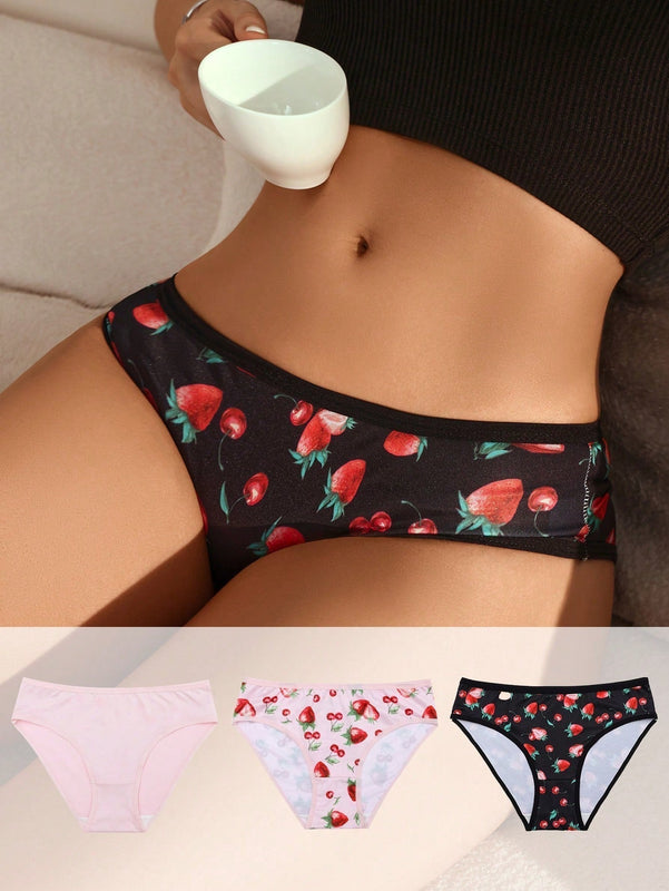 Tangas Triangulares Con Estampado De Fresas